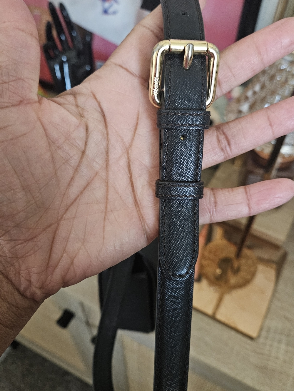 MCM Black Leather Satchel with Gold-Tone Lock - Picture 8 of 12